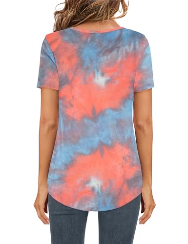 Image of Elesomo Womens T Shirts V Neck Summer Short /Long Sleeve Cotton Tops Tees