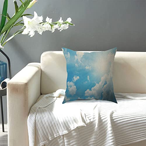 Mxocom Blue Sky Throw Pillow Case Cushion Cover Beautiful Sun And White Fleecy Cloud Fresh Air Sunny Day Cotton Linen For Couch Bed Sofa Car Waist 18 X 18 Inch #TOP2