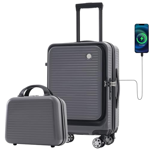Bagage à main 50,8 cm pour douane rapide, valise légère avec poche avant zippée USB