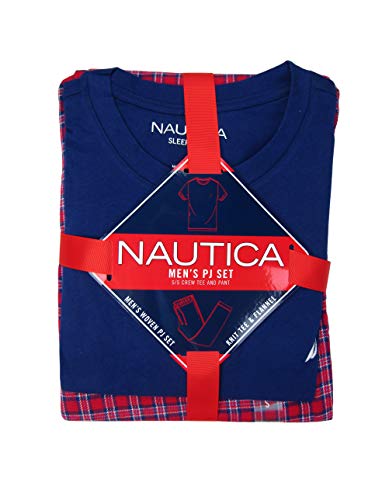 Nautica Men's Flannel Pant Pajama Set, Blue Depths, Large