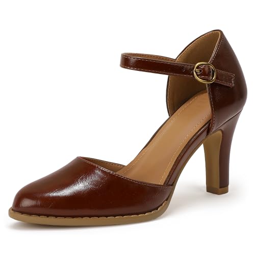 Image of IDIFU IN3 Closed Toe Chunky High Heels Comfortable Dress Shoes for Women