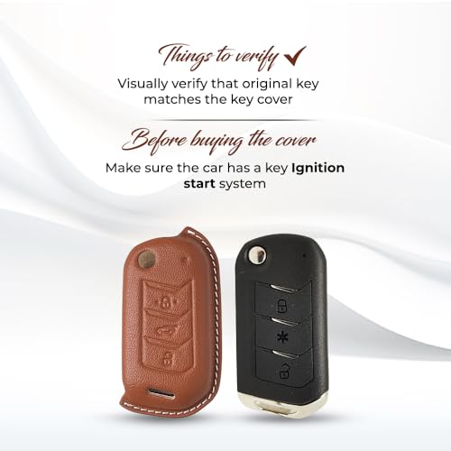 Image of keyzone royal leather key cover for Mahindra Thar Roxx, Thar, Bolero, Scorpio, XUV700, XUV400, XUV3x0, XUV300, TUV300, Marazzo