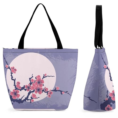 Sac à main Lune Fleur de Pêcher grand format cabas de voyage 32cm