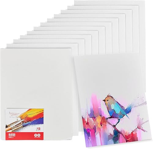 Image of Artlicious Small Canvases for Painting - Pack of 12, 5 x 7 Inch Blank White Canvas Boards - 100% Cotton Art Panels Mini Canvas Bulk for Oil, Acrylic & Watercolor Small Canvas for Painting