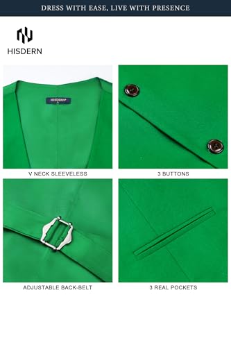 Image of HISDERN Mens Suit Vest Business Casual Dress Waistcoat Vest Solid Color Formal Wedding Vests for Suits or Tuxedo