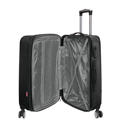 Mala de Viagem Média Expansível em Abs Wilson Us Open, Cadeado Embutido, Rodas Duplas Preta