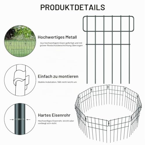 Metall Steckzaun Gitterzaun Dekoration, Hundezaun Tierbarriere für Garten
