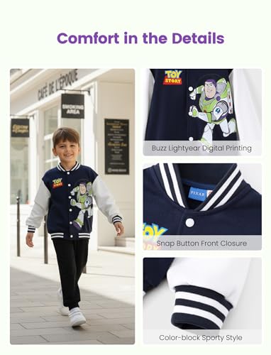 Image of Disney Marvel Bomber Jacket Spider Man Toy Story Cars Varsity Cardigan2-13Y | Officially Licensed Snap Button Coat,Fall Star Wars Graphic Cloth Top,Hulk Venom Stitch Mickey Lightning Mcqueen Kids Apparel
