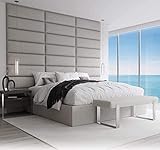 VANT Paneles de Pared con Tapizados - Paquetes de 4 - Fácil de Instalar - Cabecera Twin-King Size (91cm Ancho, Tejido Gris Lunar)
