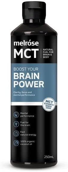 Melrose Brain Power MCT Oil, Made from Organic Coconuts, C6, C8 & C10 MCT Blend, Supports Keto & Mental Clarity, Vegan, Gluten-Free & Non-GMO