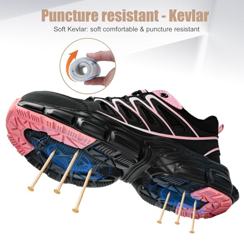 Image of Hogent Steel Toe Shoes for Women Men Wide Non Slip Work Sneakers Indestructible Shoes Lightweight Breathable Construction Sneakers Puncture Proof Ergonomic Design