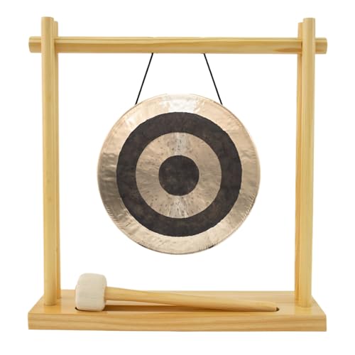 8" to 10" Gongs on My Little Pagoda Gong Stand Includes Stand, Mallet, & Your Choice of Gong/Perfect Desktop Gong/Sound Healing & Meditation/Bronze Gong/Wooden Stand