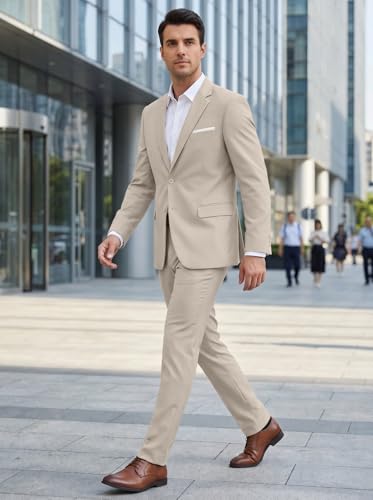 Image of Mens 2 Piece Suit Slim 2 Button Prom Suit Jacket Pants Tuxedo Set