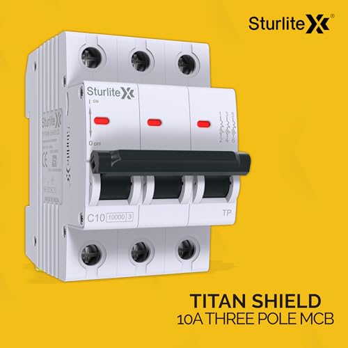 Image of Sturlite Titan Shield 10A Three Pole MCB| Overload & Surge Protection| 10-Year Warranty| Durable Polycarbonate Housing| C-Curve Tripping| Titan Shield 10A Breaking Capacity