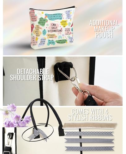 Image of InnoBeta CNA Week Gifts Canvas Tote Bag for Women, Females for Work, CNA Appreciation Accessories Gifts