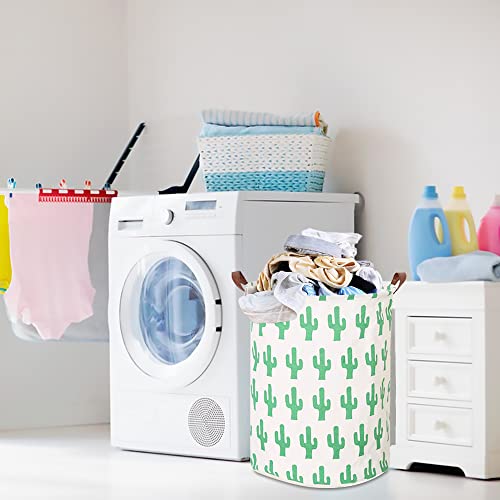 CLOCOR Large Round Storage Bin Collapsible Cactus Storage Basket Clothes Laundry Hamper Toy Bins Gift Baskets (Cactus)