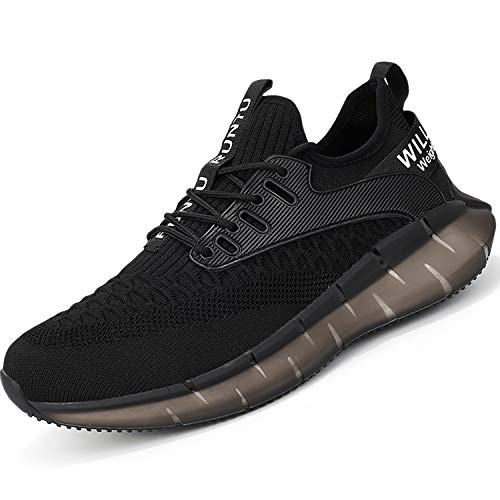 PAQOZKC Zapatillas de Deporte Hombres Running Transpirable Ligero Fitness Casuales Zapatos para Correr Gimnasio Ligero Antideslizante Sneakers(RT1911/black/44)