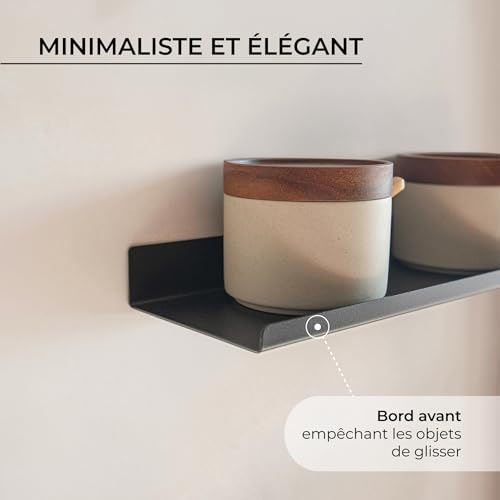 Étagère noire flottante de 70 cm pour optimiser le rangement mural