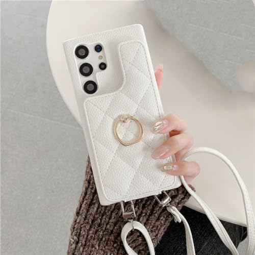Couverture arrière Samsung S21 avec anneau de support téléphone et sangle portefeuille
