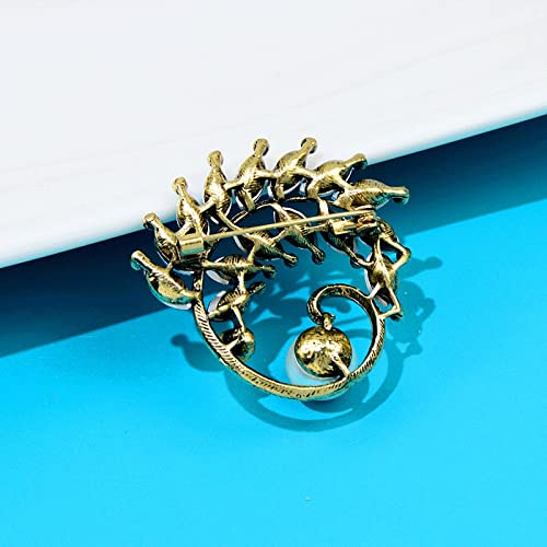 Broche feuille d'olivier strass bijoux perles pour soirée chic - 4