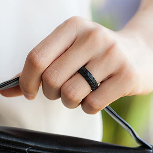 ThunderFit Silicone Wedding Bands for Women - Breathable Leaf Design 5.2mm Wide 2mm Thick - 1/4/7 Variety Multipack3