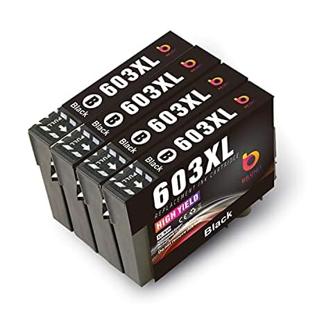 BBUNIT 4pcs 603XL Black Ink Cartridges Replacement for Epson 603 Compatible with Epson Home XP-3100 XP-4100 XP-2100 XP-2105 XP-3105 XP-4105, WF-2810DWF WF-2830DWF WF-2835DWF WF-2850DWF Cover