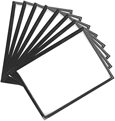 KOHAND 8 Pack A4 Double Fold Menu Covers, 9 x 12 Inch Double View Menu Holders, Black Foldable Clear Menu Covers with Stainless Steel Corner Protectors for Restaurants, Bars, Cafes, Food, Drink