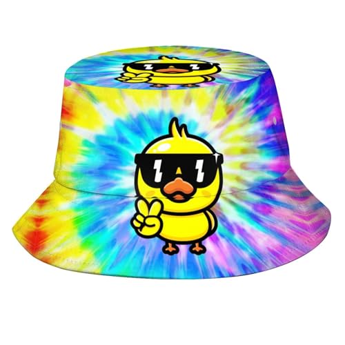 Image of Funny Duck Bucket Hat Fisherman Hat Beach Travel Sun Hat Outdoor Cap for Unisex Men Women