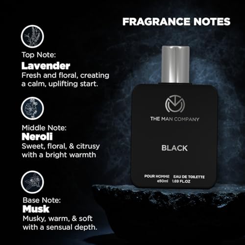 The Man Company Black Edt Perfume For Men - 50Ml, Premium Long Lasting Fragrance Spray, Gift For Him - Fresh