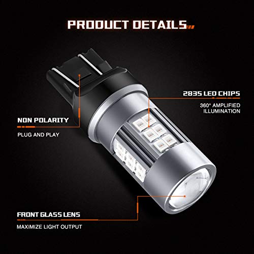 Image of SEALIGHT 7443 LED Bulb Red 7443R 7440R 12V for Tail Lights Brake Lights Replacement 7440 T20 7444 992 W21W 27 SMD 2835 Chipsets with Projector
