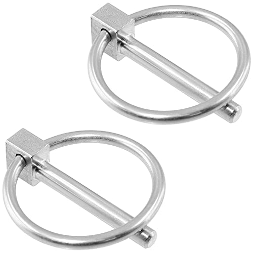 Unlorspy 2 Pcs Heavy Duty Lynch Pin, Stainless Steel 3/16" X 1-1/4" Linch Pin With Ring For Bike Farm Tractors Trailers Trucks #TOP27