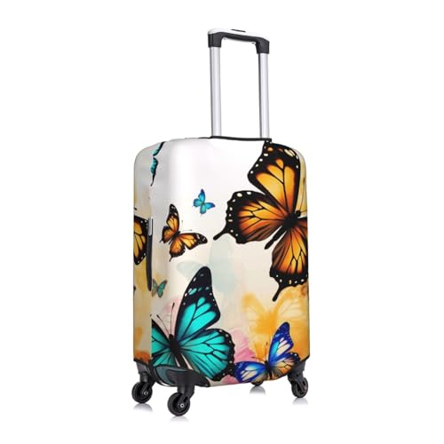 Beautiful Green And Yellow Butterfly Print Luggage Suitcase Covers Elastic Washable Luggage Protector Luggage Covers For Suitcase3