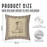 Trenstise Western Cowboy Pillow Covers 18x18 Set of 2, Western Room Decor, Vintage Striped Rodeo Horse Rider Cowboy Boots Decorative Throw Pillow Cover for Home Bedroom Living Room Office