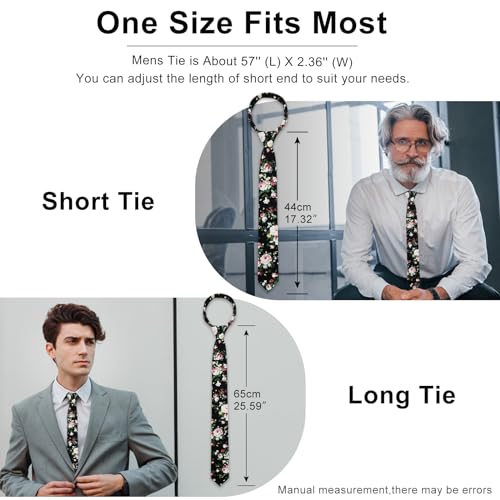 Image of Luckyvestir Ties for Men, Sage Green Cotton Floral Tie 2.76 inch Flower Printed Men's Neckties for Wedding /Groomsmen /Suit /Party