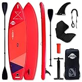 Adventum 10.8 ft Red Inflatable Stand Up Paddle Board 6" Thick, Kayak Seat, Paddleboard w/Kit of Acc