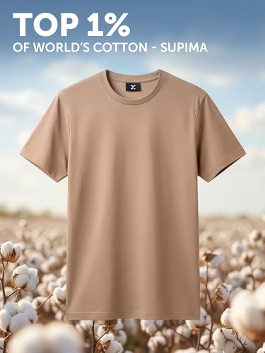 Image of XYXX Men's Iconique Solid Supima Cotton Slim Fit T-Shirt | Super Soft Half Sleeve Tshirts with Superior Colour Retention