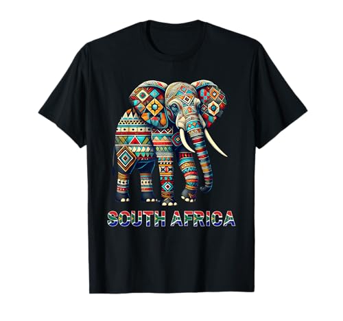 Geometric Elephant South African Tribal Wildlife Art T-Shirt