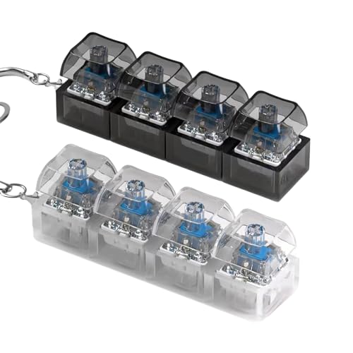 2 Pcs Keyboard Fidget Toy for Adults Fidget Clicker Decompression Fidget Keychain Stress Relief Presents for Adult to Relief Stress Pass The Time（Black and White）