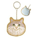 [Amplimle] キーホルダー バッグチャーム 可愛い おしゃれ 猫 ザリ刺繍 立体 ハンドメイド 雑貨 ニャトリエ ノルウェージャンフォレストキャット