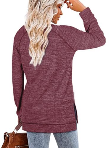 Mulheres Manga Longa Sólido Parte Superior da Bainha Dividida Elegante Primavera Outono Camisa Túnic