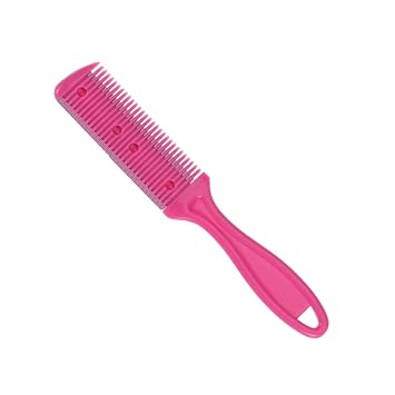 DOITOOL Double-sided Hair Cutter Comb with Stainless Steel Razor Versatile Trimmer for Short and Long Hair for Diy Styling at Home Rose Red