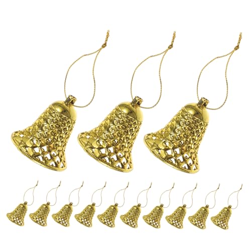 TOYANDONA 24 Piezas Campanas Doradas Colgantes para Árbol de Navidad Adornos Navideños Resistentes con Anillo para Decoración Festiva y Colgante Campanas Artesanales para Ambiente Navideño
