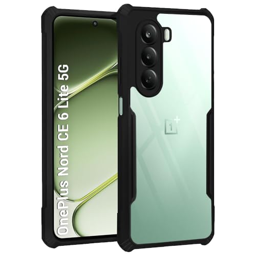 Image of TheGiftKart Crystal Clear Back Cover Case for OnePlus Nord CE 6 Lite 5G | 360 Degree Protection | Protective Design | Transparent Back Cover Case for OnePlus Nord CE6 Lite 5G (PC & TPU, Black Bumper)