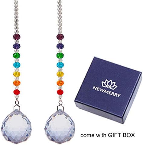 30mm Crystal Prism Ball Chakra Colors Rondelle Beads Strand Design Rainbow Suncatcher,Pack of 2