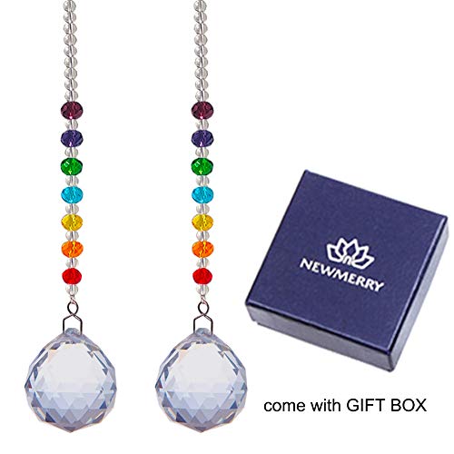 30mm Crystal Prism Ball Chakra Colors Rondelle Beads Strand Design Rainbow Suncatcher,Pack of 2