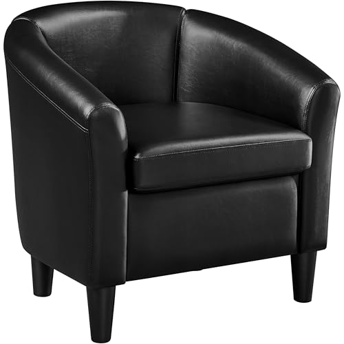 Sillón con tapizado en cuero sintético negro