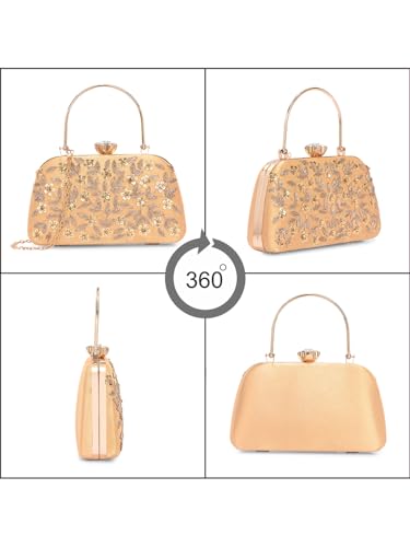 Image of TOOBA Handicraft Women's Beautiful Bling Box Clutch Bag | Evening Bag, Bridal Purse & Party Handbag | Wedding & Special Occasion Clutch (Small Boat)