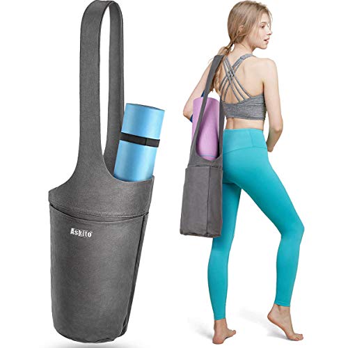ASKITO Yoga Mat Bag Yoga Mat Carrier Yoga Tote Sling Bag with Large