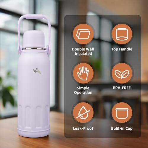 Image of Konokyo 50oz Thermos for Cold Drinks, Insulated Water Bottle, Purple