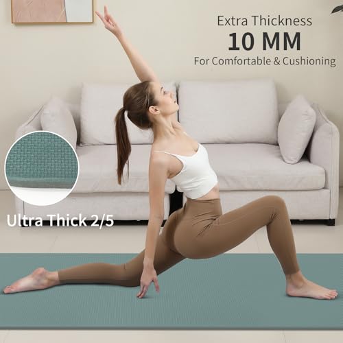 Image of PAIDU Yoga Mat Non Slip Anti-tear,extra thick-2 /5 inch(10MM)High Resiliency Professional POE Yoga Mats for Women Men Kids,72 inchx24 inchinch,Workout, Yoga, Pilates and Floor Exercise, with Carrier Strap